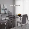 Buy Atlanta Dining Table in Black Glass with Silver Legs from Furnituretta