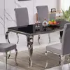 Buy Atlanta Dining Table in Black Glass with Silver Legs, 2 from Furnituretta