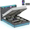 Buy HOMCOM Double Hydraulic Storage Bed with LED Lights & Charging Station, Bed Size: Double (4ft6), 10 from Furnituretta