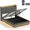 Buy HOMCOM Double Hydraulic Storage Bed with LED Lights & Charging Station, Bed Size: Double (4ft6), 2 from Furnituretta