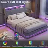 Buy HOMCOM Double Hydraulic Storage Bed with LED Lights & Charging Station, Bed Size: Double (4ft6), 5 from Furnituretta