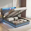 Buy HOMCOM Double Hydraulic Storage Bed with LED Lights & Charging Station, Bed Size: Double (4ft6) from Furnituretta