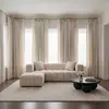 Buy Peninsula Oyster Pouffe in Textured Pale Neutral Fabric, 2 from Furnituretta