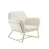 Buy Charles Cream Velvet Armchair with Brushed Gold Frame, Colour: Cream, 3 from Furnituretta