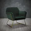 Buy Charles Green Velvet Armchair with Brushed Gold Frame, Colour: Green, 3 from Furnituretta