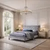 Buy Venice Grey Crushed Velvet Double Fabric Bed Frame (4ft6), Colour: Grey, Bed Size: Double (4ft6), Item Width: 155, 2 from Furnituretta