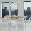 Buy Wigton White & Oak Round Extending Dining Table, Colour: White / Oak, 8 from Furnituretta