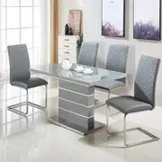 Buy Dresden Dining Chairs: Stylish Seating in Grey & Chrome, 4 from Furnituretta