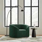 Buy Zuma Forest Green Chair | Contemporary Curved Velvet Accent Chair from Furnituretta