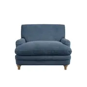 Buy Plumpton Chair in Denim Blue Chenille Weave with Oak Legs from Furnituretta