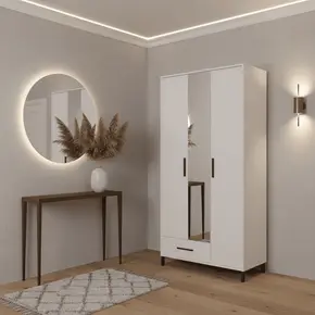 Buy Skipton White 3 Door Tall Shallow Depth Hallway Mirrored Wardrobe from Furnituretta