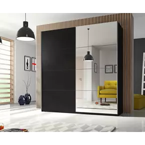 Buy Beta Sliding Door Wardrobe, Colour: Black Matt, Item Width: 180 from Furnituretta