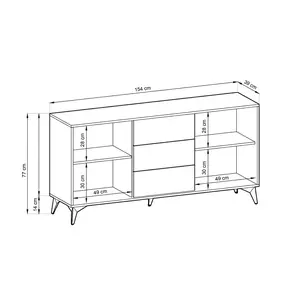 Buy Diamond Large Sideboard Cabinet 154cm [Drawers], 5 from Furnituretta