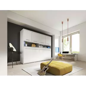 Buy CP-06 Horizontal Wall Bed Concept 90cm with Over Bed Unit White Gloss, Colour: White Gloss, Size: 90 x 200cm, Item Width: 215, 6 from Furnituretta