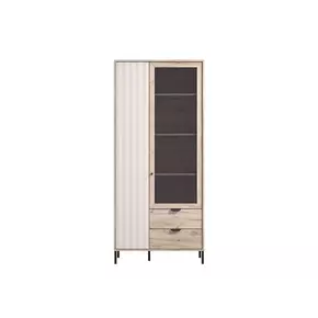 Buy Esher Grey Oak Effect and Cashmere Slatted 2 Door Display Cabinet, 2 from Furnituretta