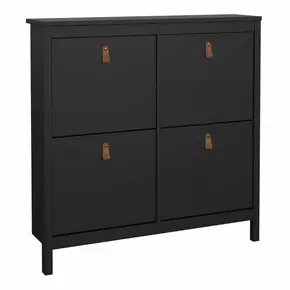 Buy Barcelona Shoe Cabinet 4 Flip Down Doors in Matt Black from Furnituretta
