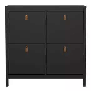 Buy Barcelona Shoe Cabinet 4 Flip Down Doors in Matt Black, 2 from Furnituretta