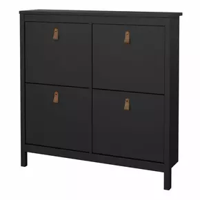 Buy Barcelona Shoe Cabinet 4 Flip Down Doors in Matt Black, 3 from Furnituretta