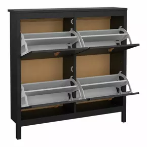 Buy Barcelona Shoe Cabinet 4 Flip Down Doors in Matt Black, 5 from Furnituretta
