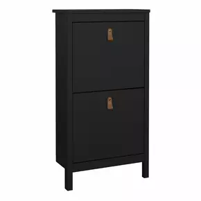 Buy Barcelona Shoe Cabinet 2 Flip Down Doors in Matt Black from Furnituretta