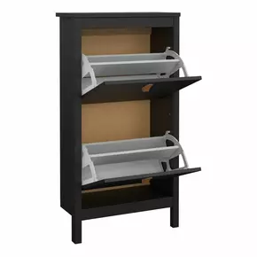 Buy Barcelona Shoe Cabinet 2 Flip Down Doors in Matt Black, 5 from Furnituretta