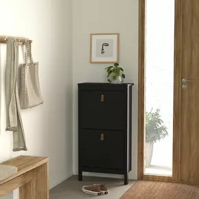 Buy Barcelona Shoe Cabinet 2 Flip Down Doors in Matt Black, 6 from Furnituretta