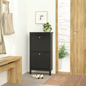 Buy Madrid Shoe Cabinet 2 Flip Down Doors Matt Black, 6 from Furnituretta