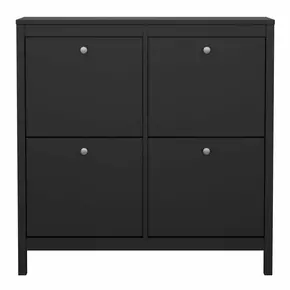 Buy Madrid Shoe Cabinet 4 Flip Down Doors in Matt Black, 2 from Furnituretta