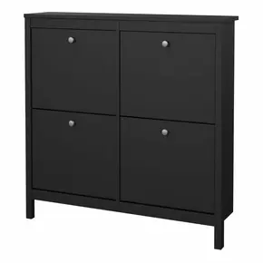 Buy Madrid Shoe Cabinet 4 Flip Down Doors in Matt Black, 3 from Furnituretta