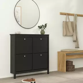 Buy Madrid Shoe Cabinet 4 Flip Down Doors in Matt Black, 6 from Furnituretta