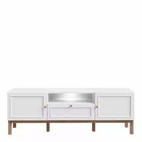 Buy Wensley 2 Door 1 Drawer TV Unit in Light Grey and Oak inc LED Lighting, 2 from Furnituretta