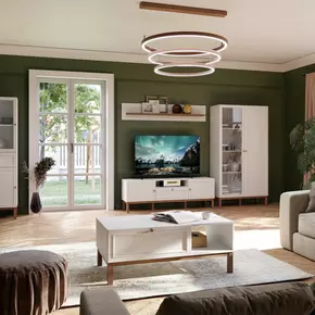 Buy Wensley 2 Door 1 Drawer TV Unit in Light Grey and Oak inc LED Lighting, 5 from Furnituretta