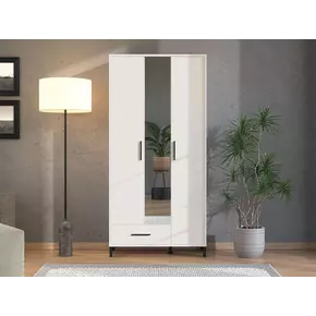 Buy Skipton White 3 Door Tall Shallow Depth Hallway Mirrored Wardrobe, 5 from Furnituretta