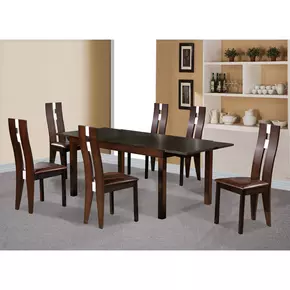 Buy Baltic Dining Set with 6 Solid Beech Chairs Dark Walnut from Furnituretta
