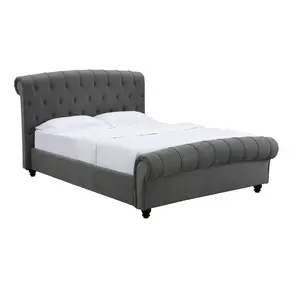 Buy Santafe Linen Fabric King Size Bed Grey, Size: King Size from Furnituretta