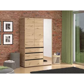 Buy Kington Artisan Oak Effect 3 Door 3 Drawer Mirrored Wardrobe, Colour: Oak, Item Width: 138, 5 from Furnituretta