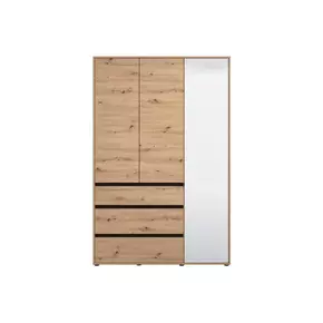 Buy Kington Artisan Oak Effect 3 Door 3 Drawer Mirrored Wardrobe, Colour: Oak, Item Width: 138, 2 from Furnituretta