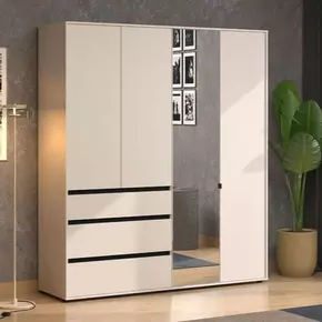 Buy Kington Cashmere 4 Door 3 Drawer Mirrored Wardrobe, Colour: Cashmere, Item Width: 183 from Furnituretta