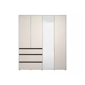 Buy Kington Cashmere 4 Door 3 Drawer Mirrored Wardrobe, Colour: Cashmere, Item Width: 183, 2 from Furnituretta