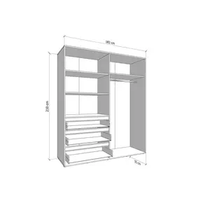 Buy Kington Cashmere 4 Door 3 Drawer Mirrored Wardrobe, Colour: Cashmere, Item Width: 183, 5 from Furnituretta