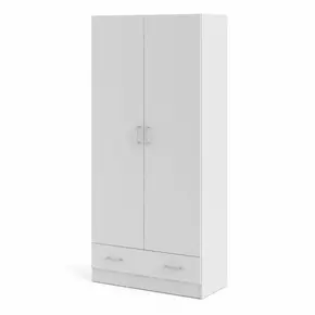 Buy Space Wardrobe with 2 Doors + 1 Drawer in White 1750, 3 from Furnituretta