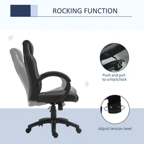 Buy Vinsetto Office Chair Faux Leather Swivel Computer Desk Chair for Home Office with Wheels Armrests Black, 5 from Furnituretta