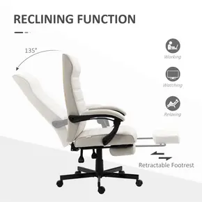 Buy Vinsetto Office Chair, Computer Desk Chair, Fabric Swivel Chair with Adjustable Height and Rolling Wheels for Home Office Work Study, Cream White, 5 from Furnituretta