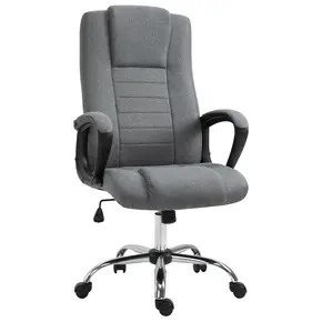 Buy Vinsetto Office Chair, Computer Desk Chair, Linen Fabric Swivel Chair with Adjustable Height, Rolling Wheels for Home and Study, Grey from Furnituretta