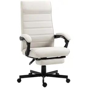Buy Vinsetto Office Chair, Computer Desk Chair, Fabric Swivel Chair with Adjustable Height and Rolling Wheels for Home Office Work Study, Cream White from Furnituretta