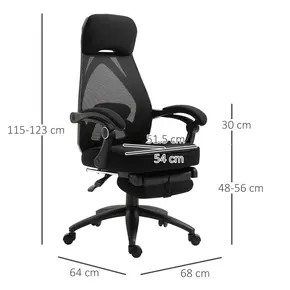 Buy Vinsetto Office Chair with Footrest,High Back Swivel Desk Chair with Adjustable Height and Headrest for Home Office, Black, 3 from Furnituretta