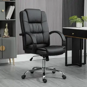 Buy Vinsetto Office Chair, PU Leather Desk Chair with 13cm Soft Padded Seat and Backrest, Swivel Chair with Adjustable Height and Rolling Wheels, Black, 2 from Furnituretta