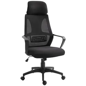 Buy Vinsetto Ergonomic Office Chair, High Back Computer Chair, Mesh Desk Chair with Lumbar Support, Headrest, Wheel, Adjustable Height, Black from Furnituretta