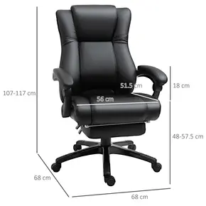 Buy Vinsetto Executive Office Chair for Home, PU Leather Computer Chair, Swivel Desk Chair with Footrest, Wheels, Adjustable Height, Black, 3 from Furnituretta