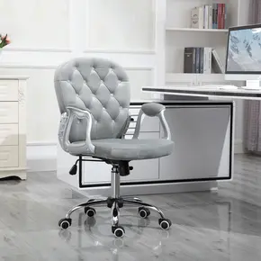 Buy Vinsetto Office Chair, Swivel Desk Chair, Velvet Vanity Chair with Adjustable Height and Rolling Wheels for Home Work Study, Grey, 2 from Furnituretta